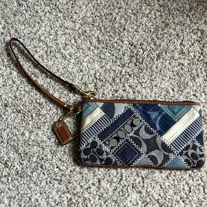 COACH Signature Denim Patchwork Luxury Designer Wristlet Pouch Clutch Wallet Y2K